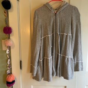 Free people zip up tiered hoodie